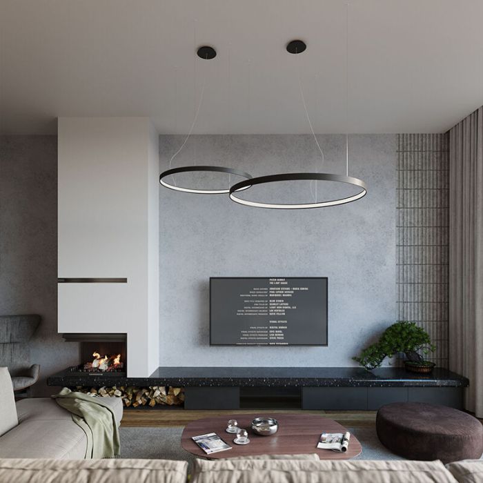 Moderne hanglamp Ringo, zwart, aluminium, 50w, 3000K