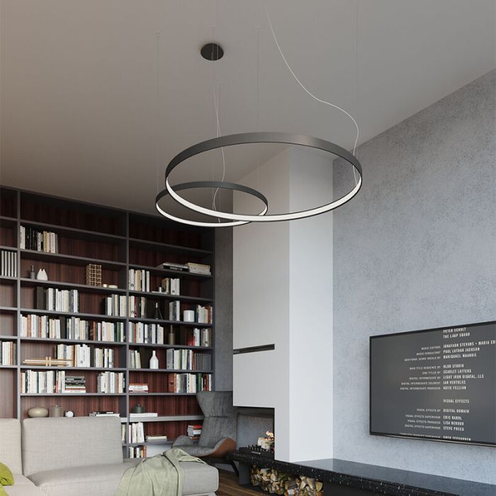 Moderne hanglamp Ringo, zwart, aluminium, 30w, 3000K