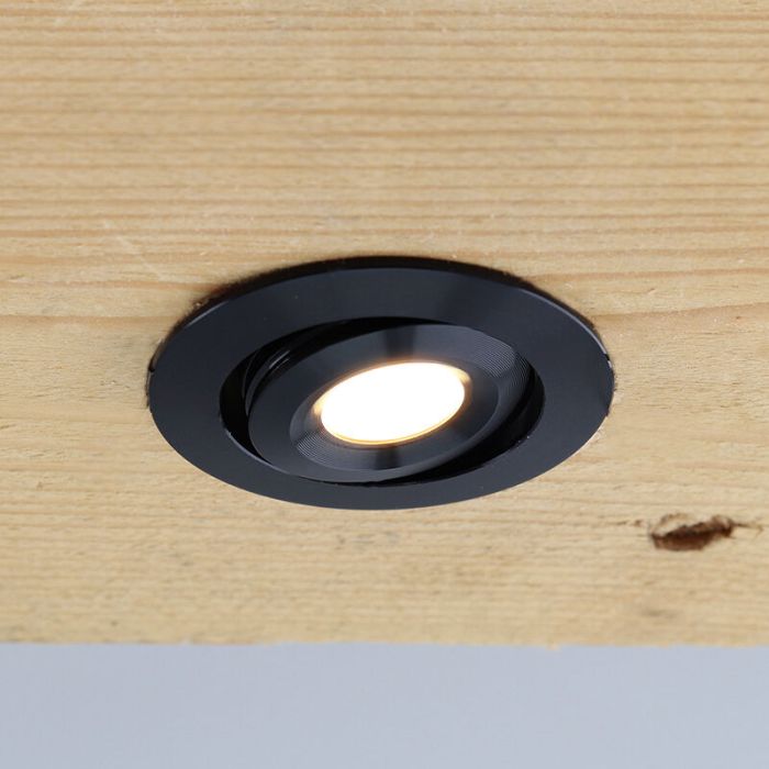 10 kantelbare veranda spots Rona, IP44, met aansluitset en afstandsbediening, zwart