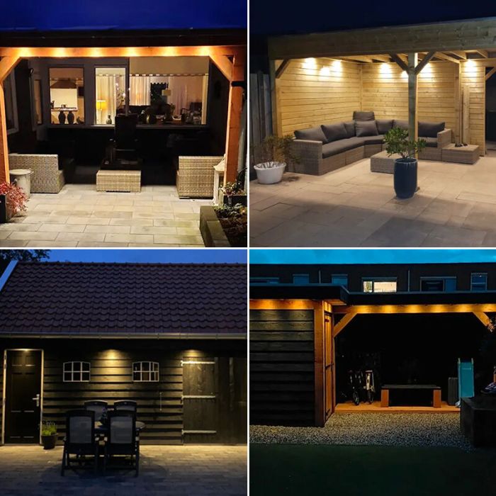 18 geborsteld Chroom veranda inbouwspots Dico, IP65, incl. aansluitset en afstandbediening