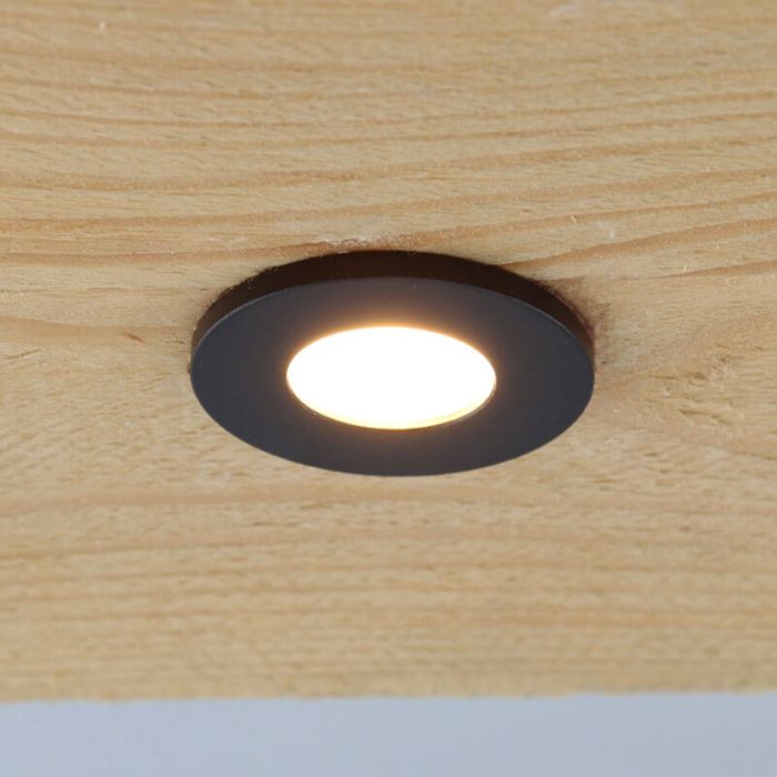 18 zwarte veranda inbouwspots Dico, IP65, incl. aansluitset en afstandbediening