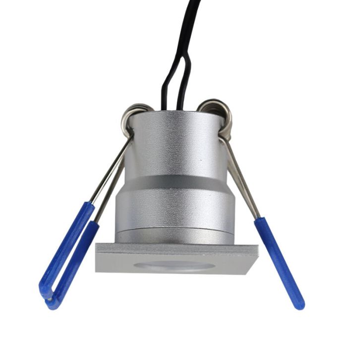 2 vierkante geborsteld Chroom veranda inbouwspots Dico, IP65, incl. aansluitset en afstandbediening