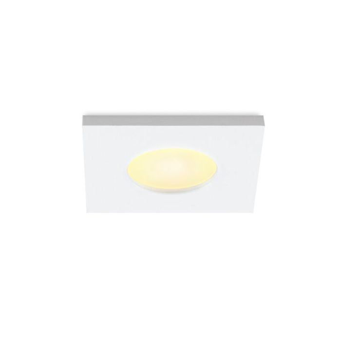 7 vierkante witte veranda inbouwspots Dico, IP65, incl. aansluitset en afstandbediening