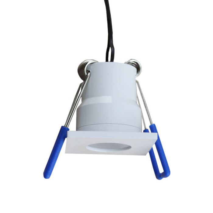 7 vierkante witte veranda inbouwspots Dico, IP65, incl. aansluitset en afstandbediening