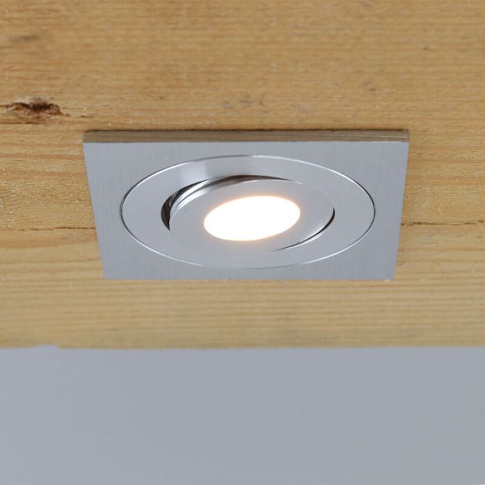 13 kantelbare veranda spots Rona vierkant, IP44, met aansluitset en afstandsbediening, geborsteld chroom