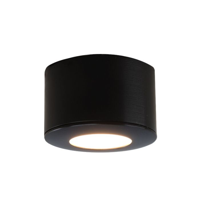 4 ronde zwarte veranda opbouwspots Vasso, IP44, incl. aansluitset en afstandbediening