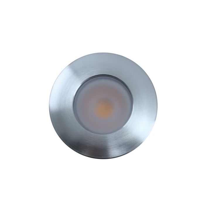 5 ronde geborsteld Chroom veranda opbouwspots Vasso, IP44, incl. aansluitset en afstandbediening