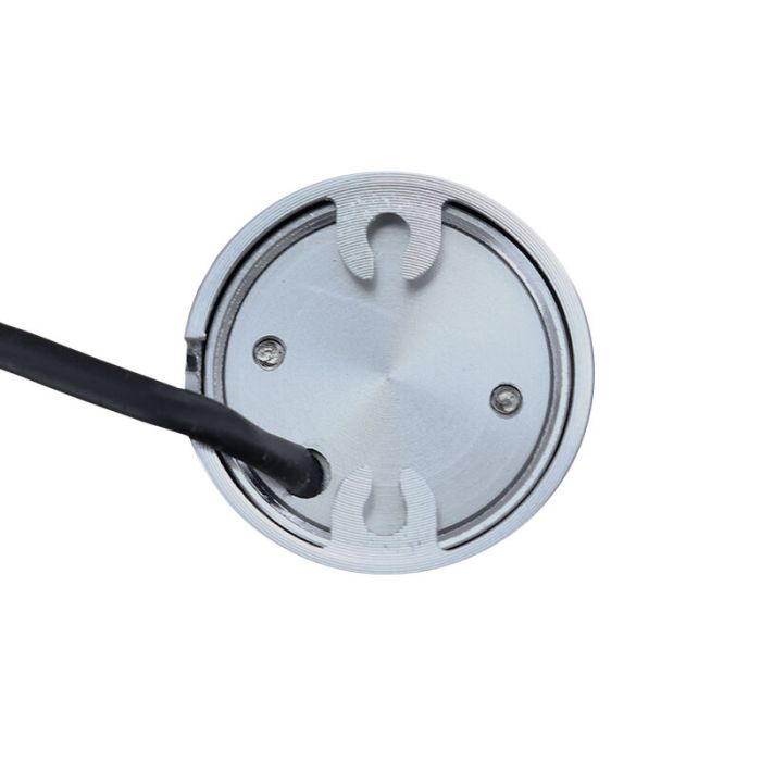 5 ronde geborsteld Chroom veranda opbouwspots Vasso, IP44, incl. aansluitset en afstandbediening
