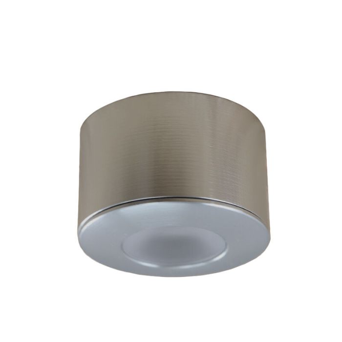 6 ronde geborsteld Chroom veranda opbouwspots Vasso, IP44, incl. aansluitset en afstandbediening