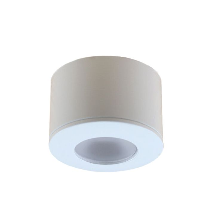 7 ronde witte veranda opbouwspots Vasso, IP44, incl. aansluitset en afstandbediening