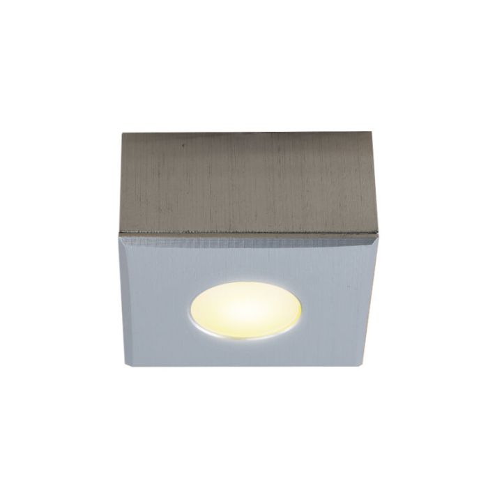 Vierkante geborsteld Chroom Veranda opbouwspot Fredo, IP44, dimbaar
