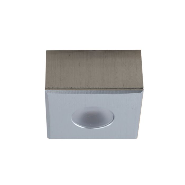 Vierkante geborsteld Chroom Veranda opbouwspot Fredo, IP44, dimbaar