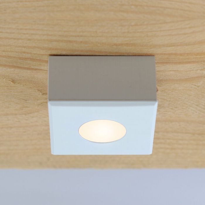 Vierkante witte Veranda opbouwspot Fredo, IP44, dimbaar