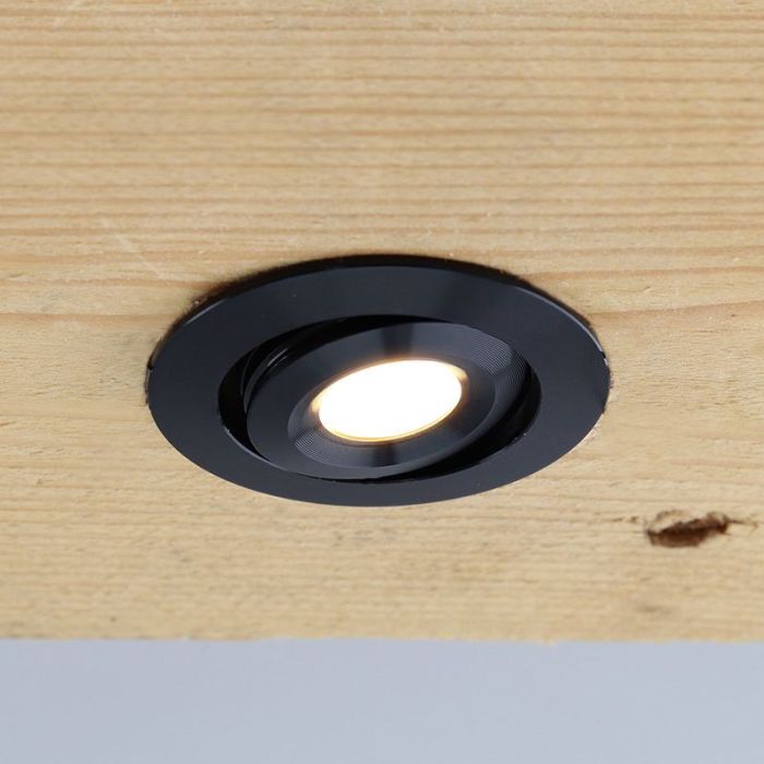 6 kantelbare smart veranda spots Rona, IP44, met aansluitset, zwart