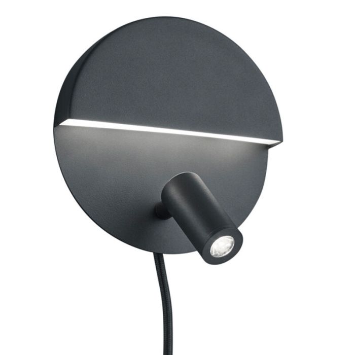 Zwarte wandlamp design, Solo, 6W, 3000K LED, met schakelaar