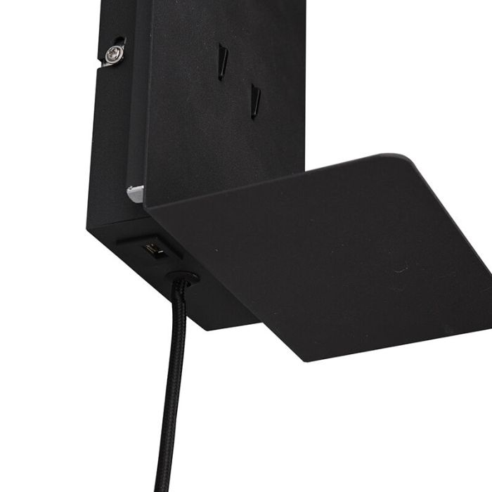Zwarte wandlamp design, Ricciolo, 3W, 3000K LED, met schakelaar