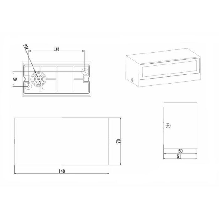 Witte buitenlamp modern, Seby, 10W, 3000K LED, IP65