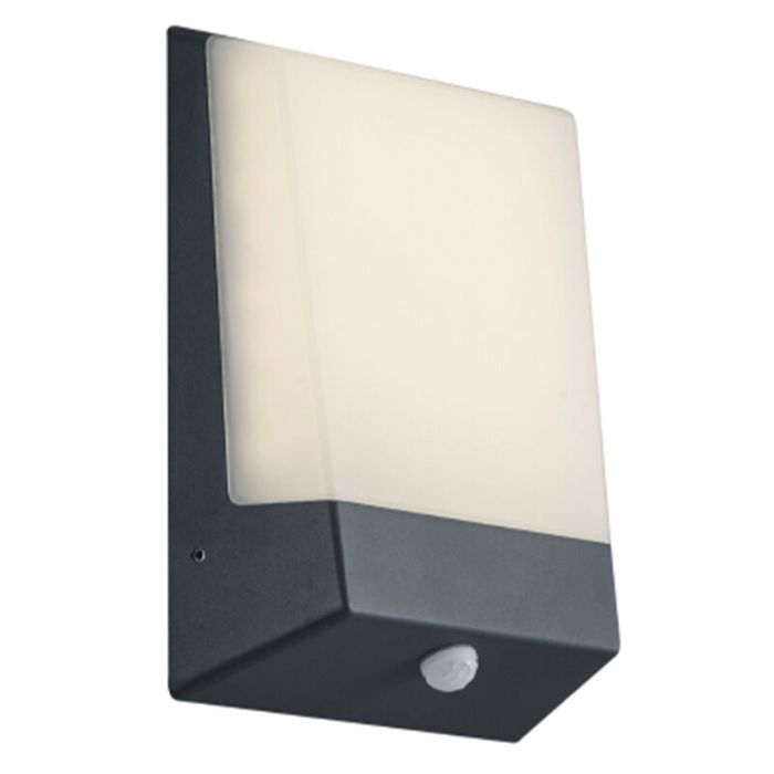 Zwarte buiten wandlamp met schemersensor modern, Bernadette, 9W, 3000K LED, IP54
