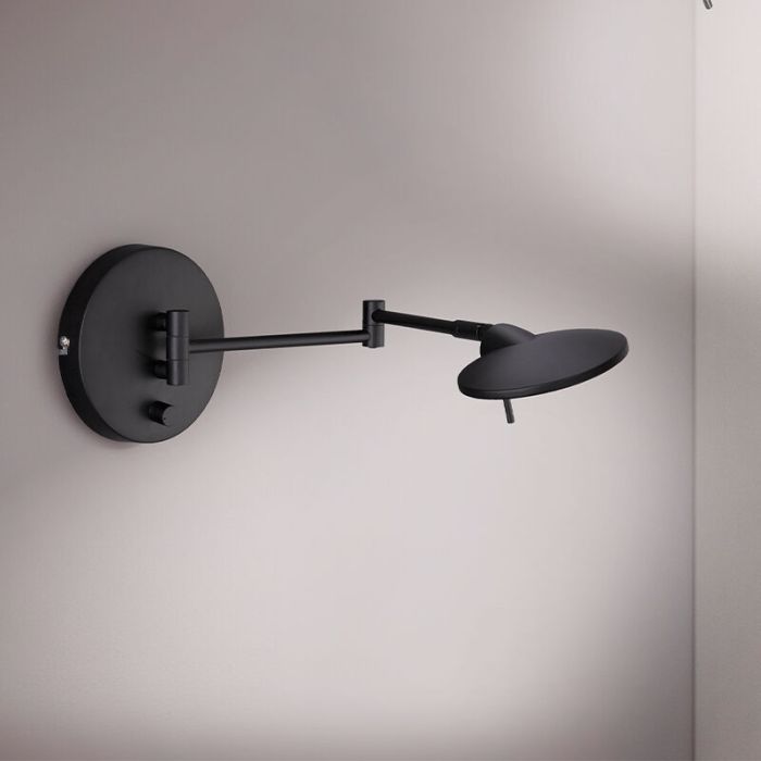 Zwarte wandlamp modern, Sinbad, 8W, 3000K LED