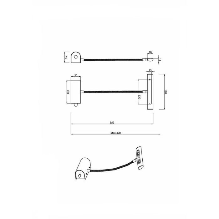 Nikkelen schilderijverlichting modern, Eliza, 4W, 3000K LED