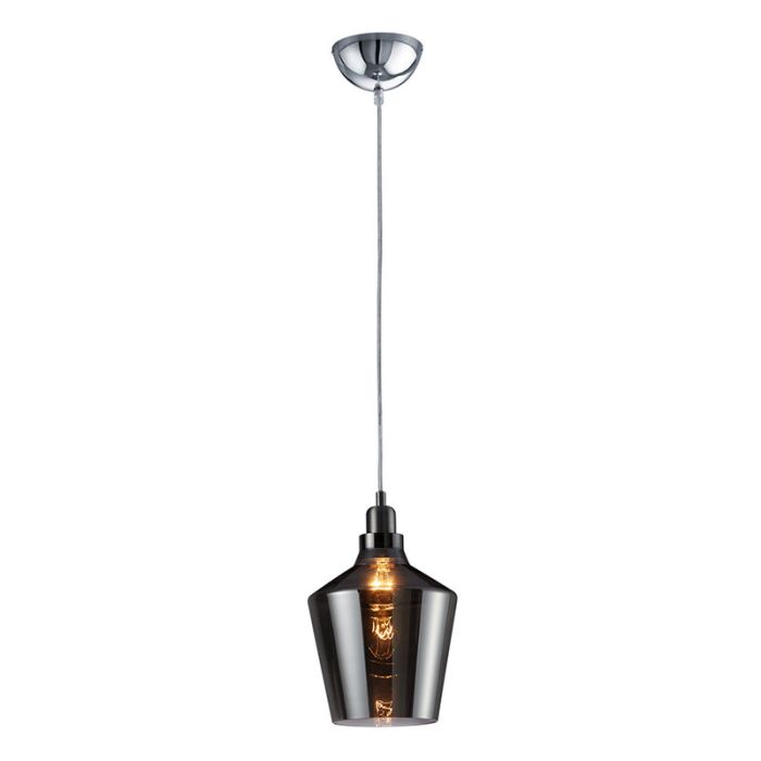 Mika hanglamp, glas - Rookglas, Zilver