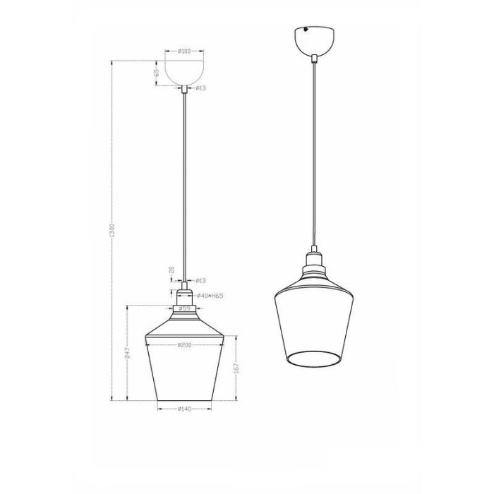 Mika hanglamp, glas - Rookglas, Zilver