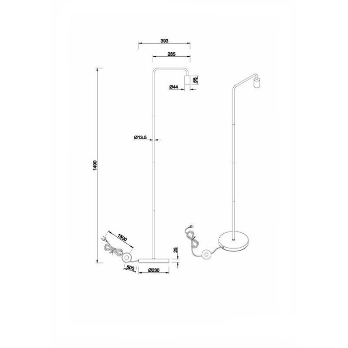 Zwarte vloerlamp modern, Ritual, met schakelaar