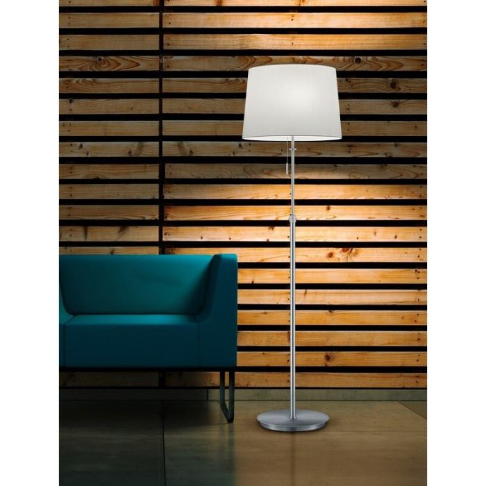 Nikkelen vloerlamp klassiek, Niva, met trekschakelaar