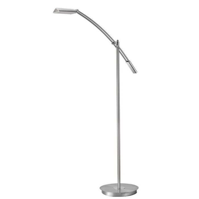 Nikkelen vloerlamp modern, Maxence, 12W, 3000K LED, met touchdimmer