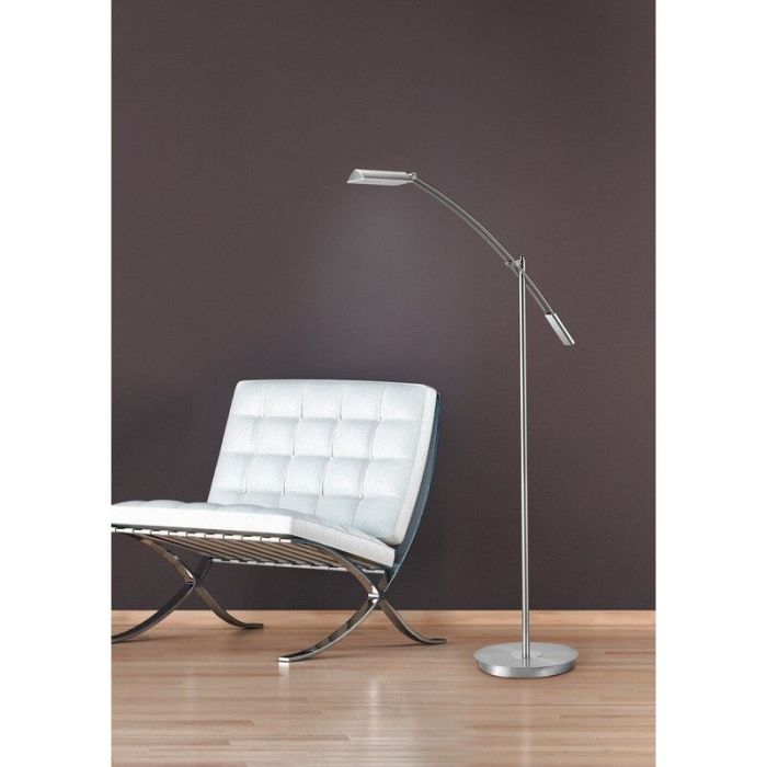 Nikkelen vloerlamp modern, Maxence, 12W, 3000K LED, met touchdimmer