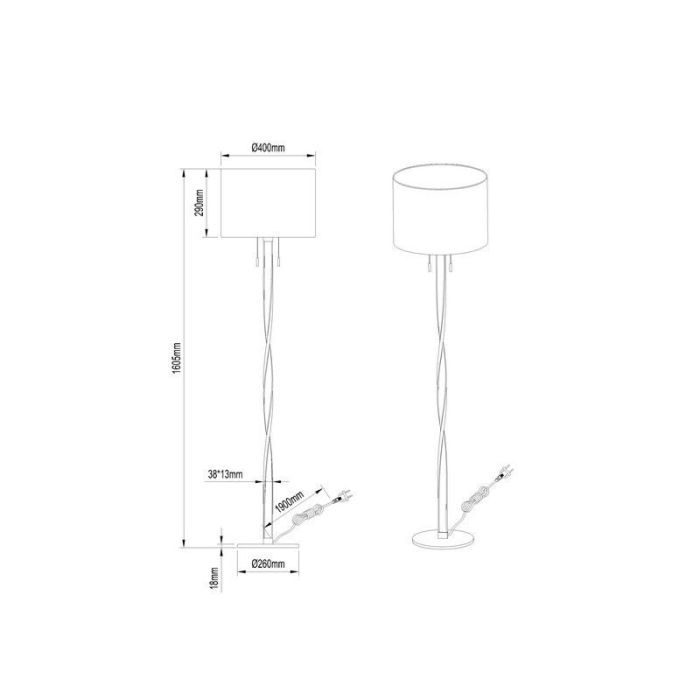 Gouden vloerlamp modern, Ramten, 7W, 3000K LED, met trekschakelaar