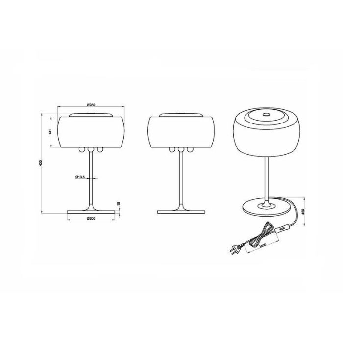 Moderne tafellamp Capucine, Chroom