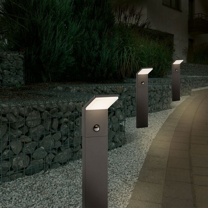 Antraciete staande buitenlamp met bewegingssensor, Solana, 9W, 3000K LED, IP54