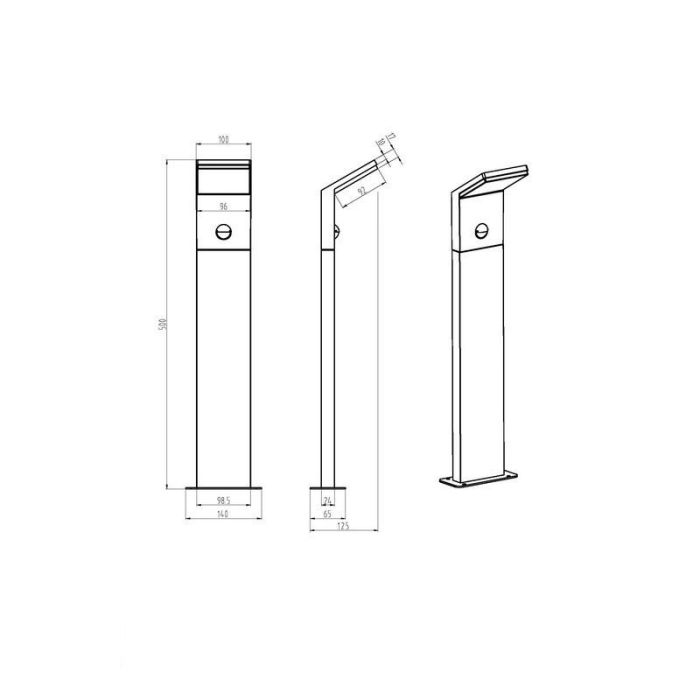 Antraciete staande buitenlamp met bewegingssensor, Solana, 9W, 3000K LED, IP54
