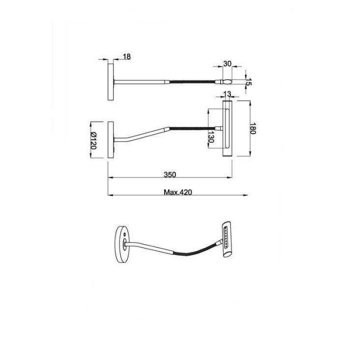 Nikkelen tafellamp modern, Eliza, 4W, 3000K LED, met schakelaar