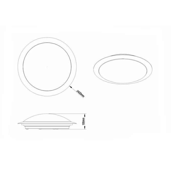 Zilveren plafonnière kunststof, Ramsgate, 25W, 3000K LED