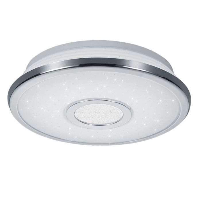 Chromen plafonnière kunststof, Yailee, 12W, 3000K LED, 3-staps dimbaar