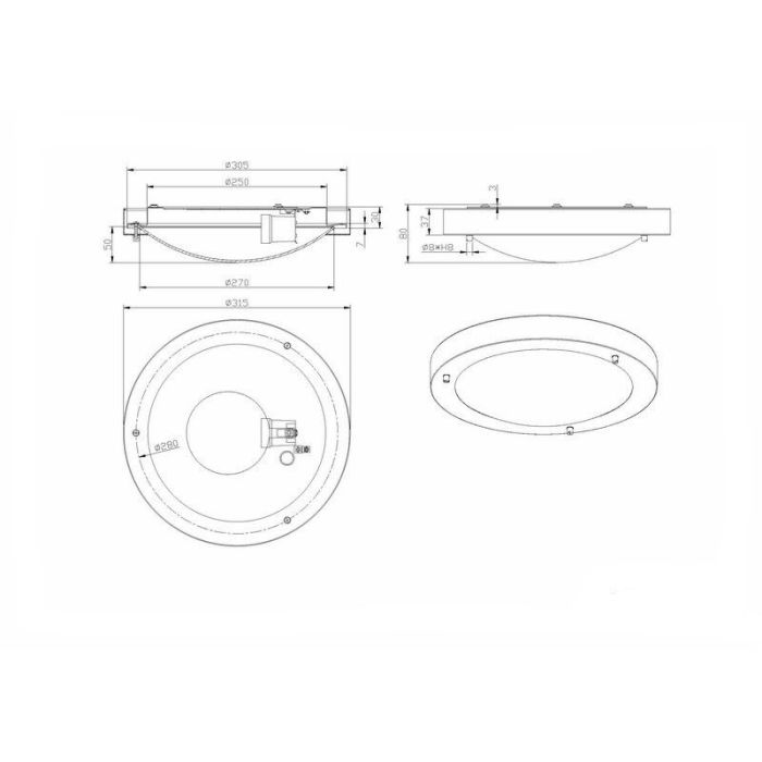 Nikkelen badkamer plafondlamp glas, Hadleigh, IP44