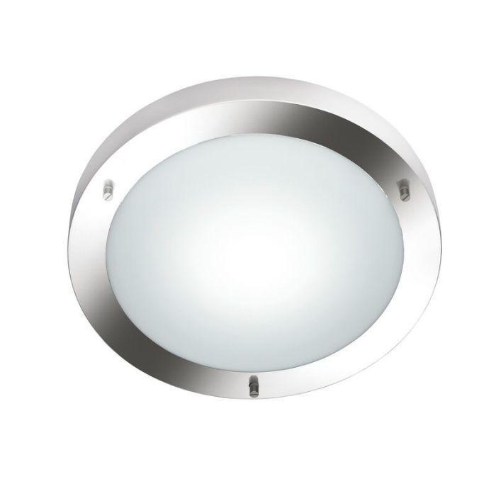 Nikkelen badkamer plafondlamp glas, Hadleigh, IP44