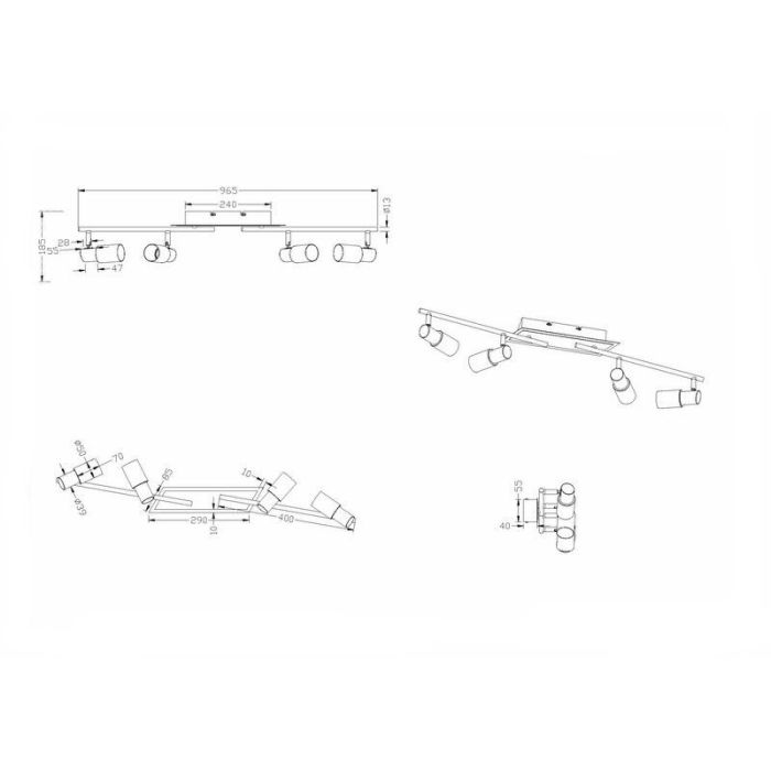 Grijze plafondspot glas, Morely, 4,3W, 3000K LED