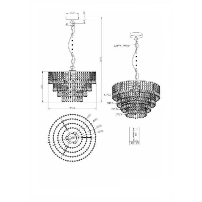 Chromen hanglamp design, Allison