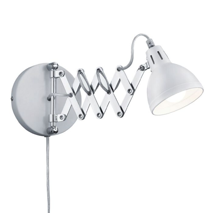Chromen wandlamp industrieel, Yemaya, met schakelaar