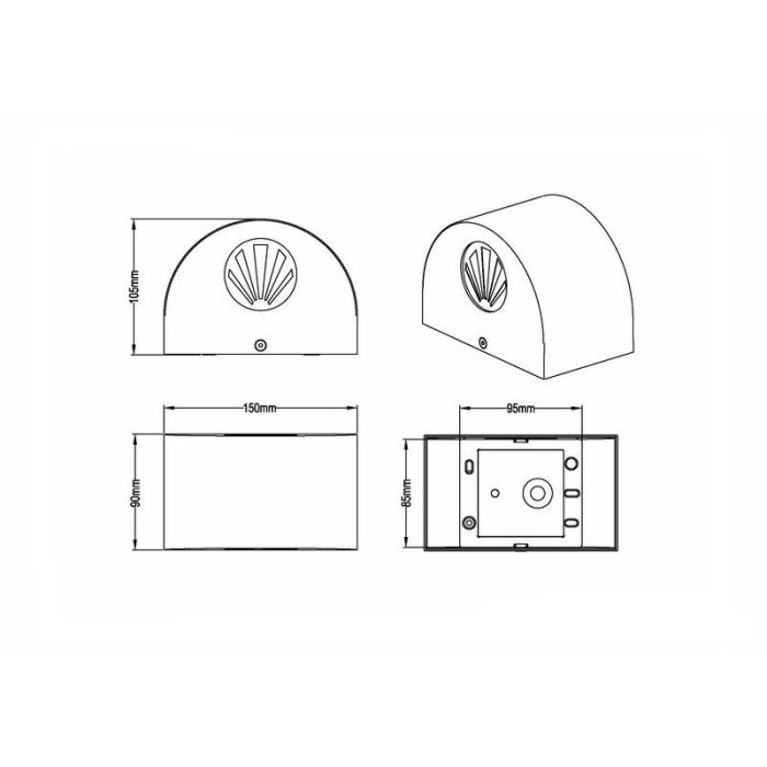 Zwarte buitenlamp design, Sandkas, 2W, 3000K LED, IP44