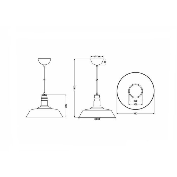 Grijze hanglamp industrieel, Yanaisha