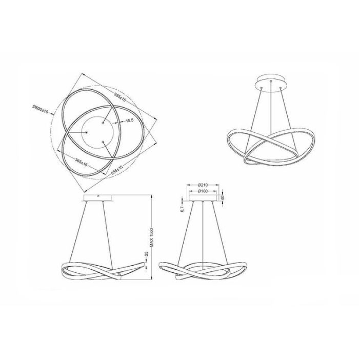 Nikkelen hanglamp modern, Aby, 27W, 3000K LED