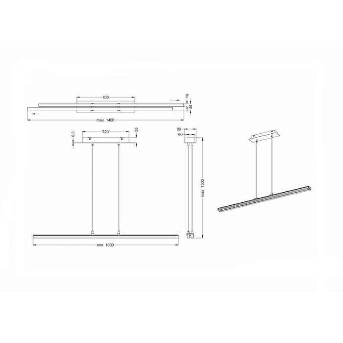 Chromen hanglamp modern, Armada, 8W, 4000K LED
