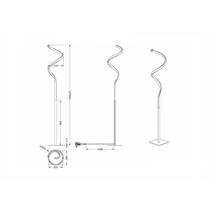 Nikkelen vloerlamp modern, Aby, 11W, 3000K LED, met touchdimmer