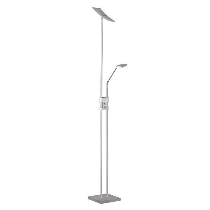 Nikkelen vloerlamp modern, Simon, 15W, 3000K LED, met schakelaar