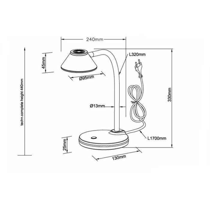 Messing tafellamp modern, Nano, 3,2W, 3000K LED, met schakelaar