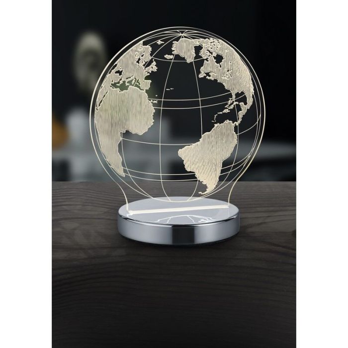 Chromen tafellamp design, Berfin, 7W, warm tot koud wit verstelbare LED, met schakelaar